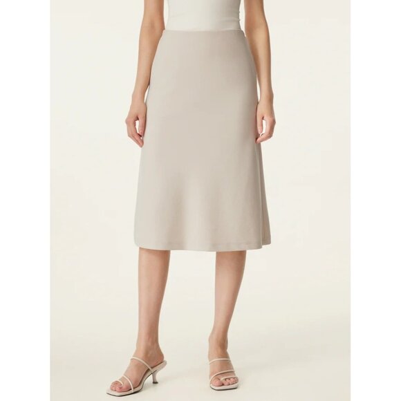 OGL MOVE Plus Size 2X Sandwashed A-Line Skirt Pockets Zipper Morning Mist Beige - Picture 1 of 16